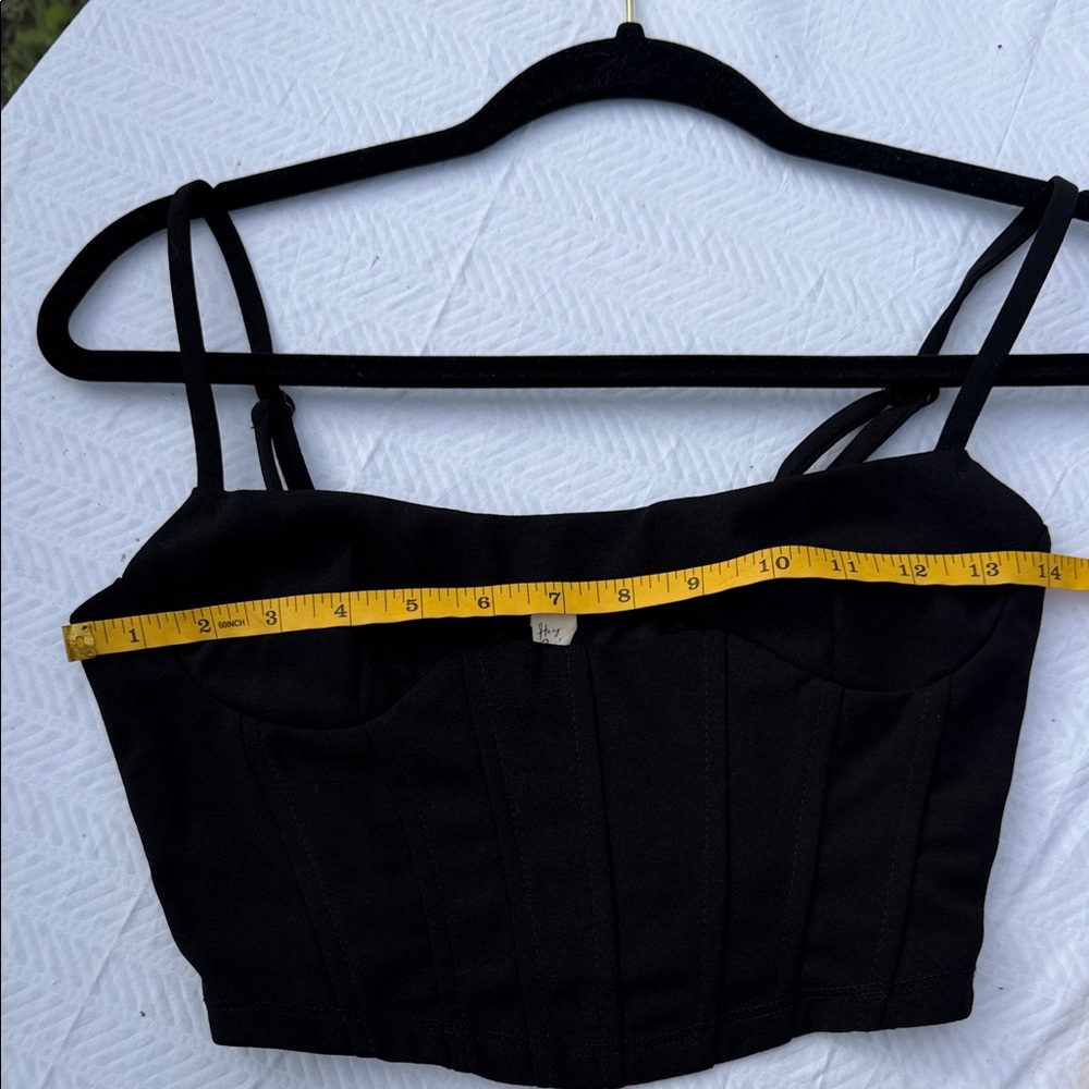Black Structured Bustier Crop Top with Adjustable Straps - Picture 4 of 7